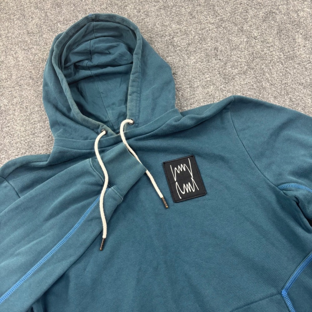 Puma Hoodie Large Teal Graphic‎ Patch Drawstring Pullover Mens